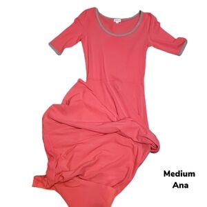 Coral Dress with Gray Trim